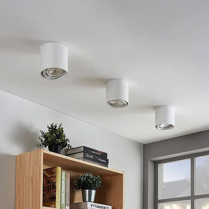 Arcchio Deckenstrahler Mabel - weiß / opal, weiß / opal, GU10 - Drei weiße zylindrische Anbauleuchten an der Decke. Modernes Design für Umgebungslicht.