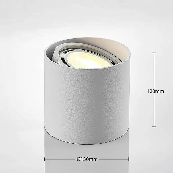 Arcchio Deckenstrahler Mabel - weiß / opal, weiß / opal, GU10 - Weißer zylindrischer, verstellbarer LED-Strahler, 120mm hoch, 130mm Durchmesser, für gerichtete Beleuchtung.