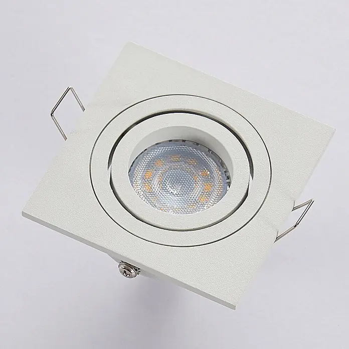 Arcchio Deckenstrahler Sophia - weiß / opal, GU10 - Quadratischer, weißer LED-Einbaustrahler mit schwenkbarer Birne und Metall-Befestigungsklammern.