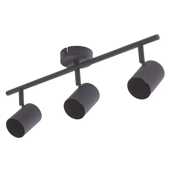 Lindby Deckenstrahler Jorell - L x B x H: 50,5 x 8 x 15,5 cm, schwarz, schwarz, GU10 - Schwarze Schienenleuchte mit drei verstellbaren zylindrischen Strahlern.