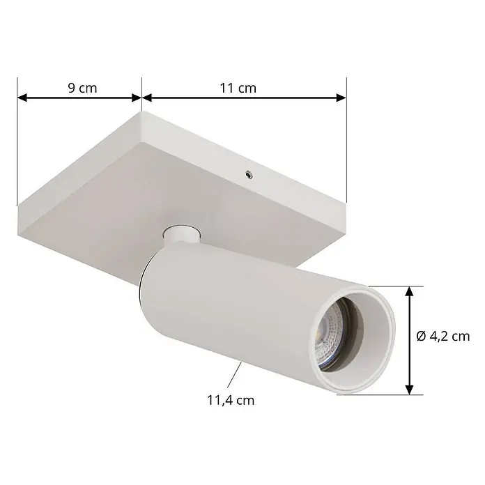 Arcchio Deckenstrahler Brinja Slim - L x B x H: 11 x 9 x 14,5 cm, weiß / opal, weiß / opal, GU10 - Weißer verstellbarer Aufbaustrahler mit quadratischer Basis und zylindrischem Kopf.
