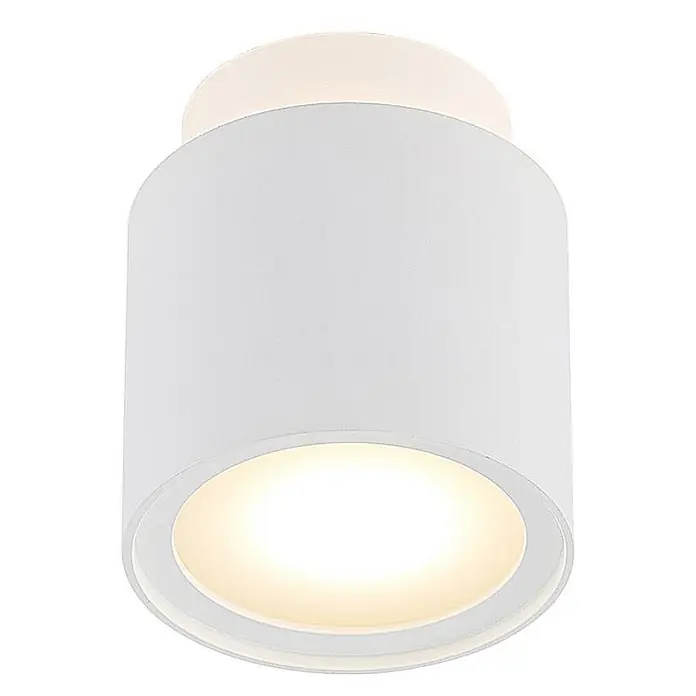 Arcchio Deckenstrahler Walisa - weiß / opal, weiß / opal, GU10 - Weiße zylindrische LED-Deckenleuchte, warmes Licht ausstrahlend.