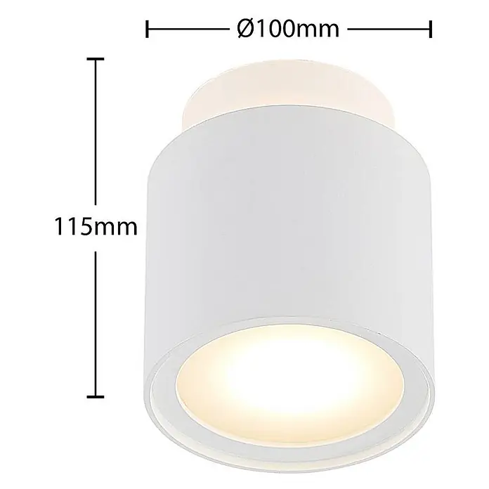 Arcchio Deckenstrahler Walisa - weiß / opal, weiß / opal, GU10 - Weißer zylindrischer Anbau-Downlight, 100mm Durchmesser, 115mm Höhe, mit warmem Licht.