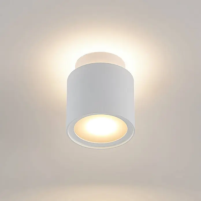Arcchio Deckenstrahler Walisa - weiß / opal, weiß / opal, GU10 - Weiße zylindrische Deckenleuchte mit warmweißem Up- und Downlight.