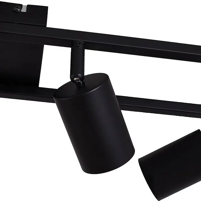 Lindby Deckenstrahler Bravius - L x B x H: 80 x 12 x 15 cm, schwarz, schwarz, GU10 - Mattschwarze Schienenleuchte mit zwei verstellbaren zylindrischen Strahlern.