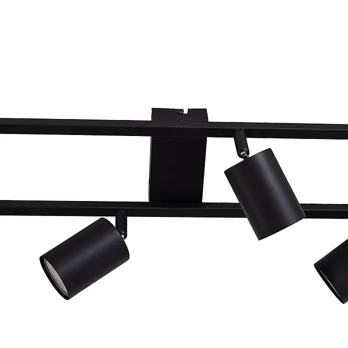Lindby Deckenstrahler Bravius - L x B x H: 80 x 12 x 15 cm, schwarz, schwarz, GU10 - Schwarze Metall-Stromschiene mit drei verstellbaren zylindrischen Strahlern.