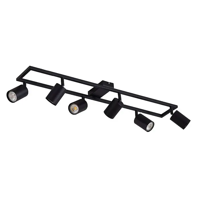 Lindby Deckenstrahler Bravius - L x B x H: 80 x 12 x 15 cm, schwarz, schwarz, GU10 - Schwarze Metall-Schienenleuchte mit sechs verstellbaren Strahlern für moderne Deckenbeleuchtung.