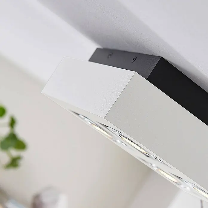 Arcchio Deckenstrahler Vince - weiß / opal, weiß / opal, GU10 - Weiße, rechteckige LED-Aufbauleuchte mit schwarzer Halterung, an der Decke montiert, zeigt runde Lichtquellen.