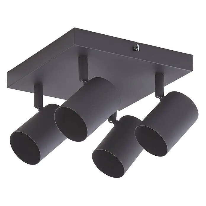 Lindby Deckenstrahler Jorell - schwarz, schwarz, GU10 - Matte schwarze Deckenleuchte mit vier verstellbaren zylindrischen Strahlern.