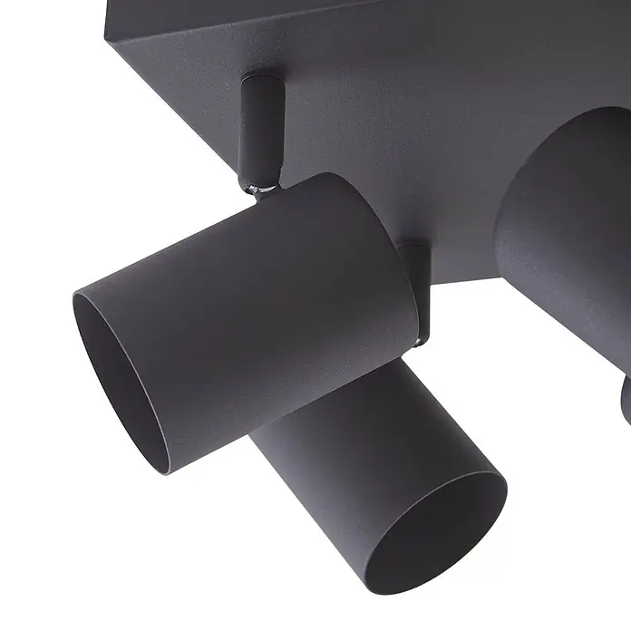 Lindby Deckenstrahler Jorell - schwarz, schwarz, GU10 - Mattes schwarzes Deckenstrahlersystem mit mehreren verstellbaren zylindrischen Leuchtenköpfen.