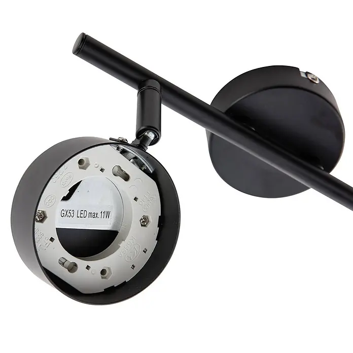 Lindby Deckenstrahler Jyla - schwarz, 2GX53 - Schwarze Spotleuchte mit sichtbarem GX53 LED max. 11W Leuchtmittelsockel.