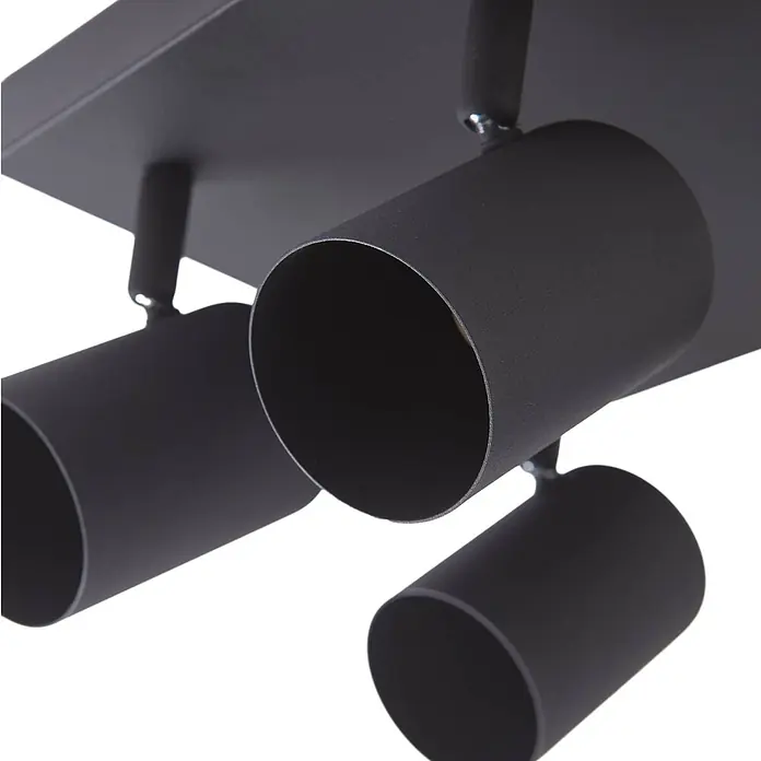 Lindby Deckenstrahler Jorell - schwarz, schwarz, GU10 - Schwarze Deckenleuchte aus Metall mit drei verstellbaren zylindrischen Strahlern.