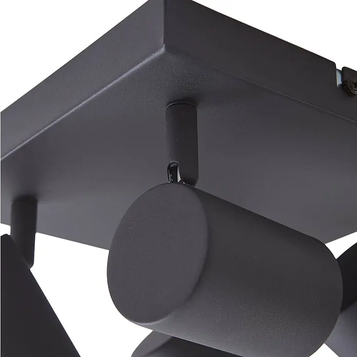 Lindby Deckenstrahler Jorell - schwarz, schwarz, GU10 - Mattschwarze Deckenleuchte mit mehreren verstellbaren zylindrischen Strahlern.