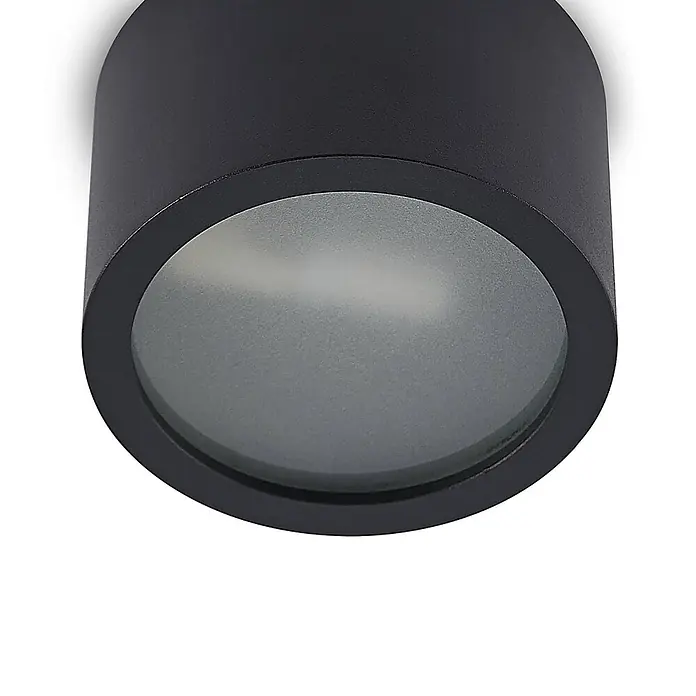 Arcchio Deckenstrahler Nieva - L x B x H: 10 x 10 x 6,5 cm, schwarz, schwarz, G9 - Matt schwarze zylindrische Aufbauleuchte mit mattierter Abdeckung.