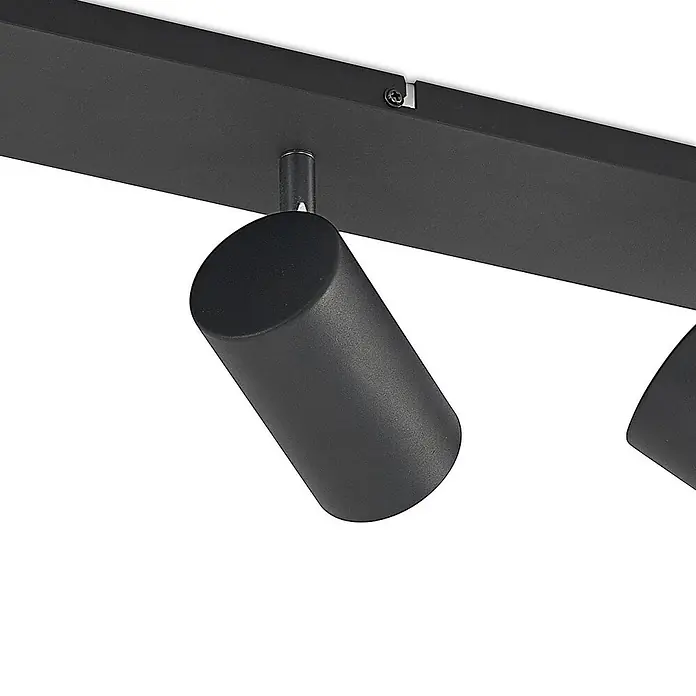 Lindby Deckenstrahler Joffrey - schwarz, schwarz, GU10 - Schwarze Schienenleuchte mit zwei verstellbaren zylindrischen Strahlern.