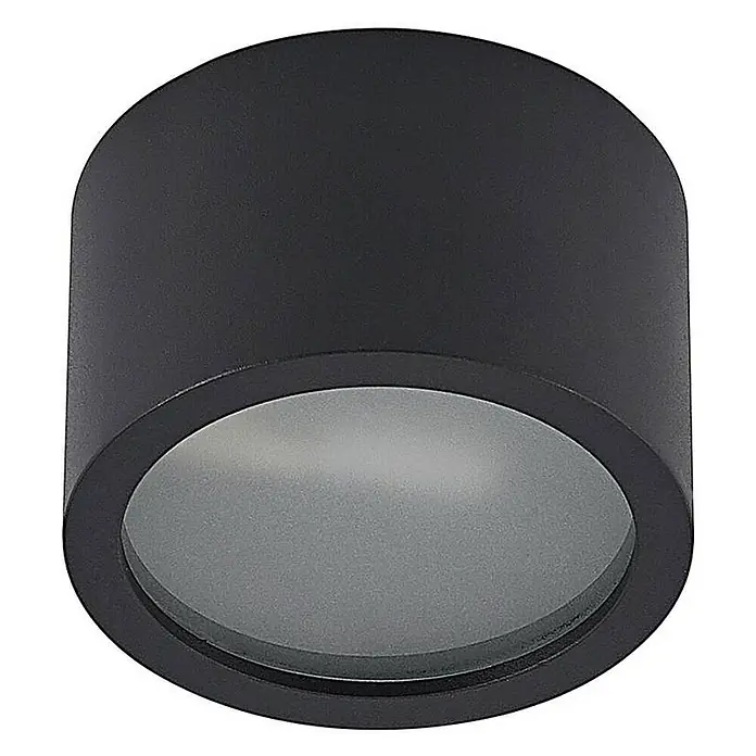 Arcchio Deckenstrahler Nieva - L x B x H: 10 x 10 x 6,5 cm, schwarz, schwarz, G9 - Schwarze zylindrische Aufbauleuchte mit mattierter Abdeckung.