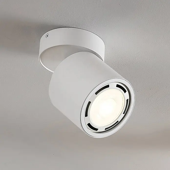 Arcchio Deckenstrahler Mabel - weiß / opal, weiß / opal, GU10 - Weißer zylindrischer Anbau-Spotlight mit sichtbarer Lichtquelle.