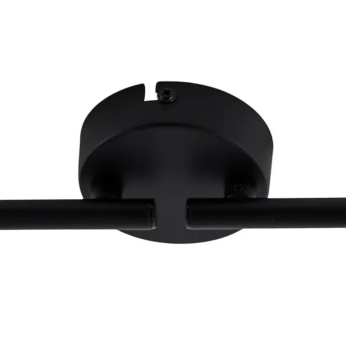 Lindby Deckenstrahler Pendura - schwarz, alu / grau / zink, E14 - Schwarze Deckenrosette aus Metall mit zwei Armen für eine Leuchte, befestigt mit einer sichtbaren Schraube.