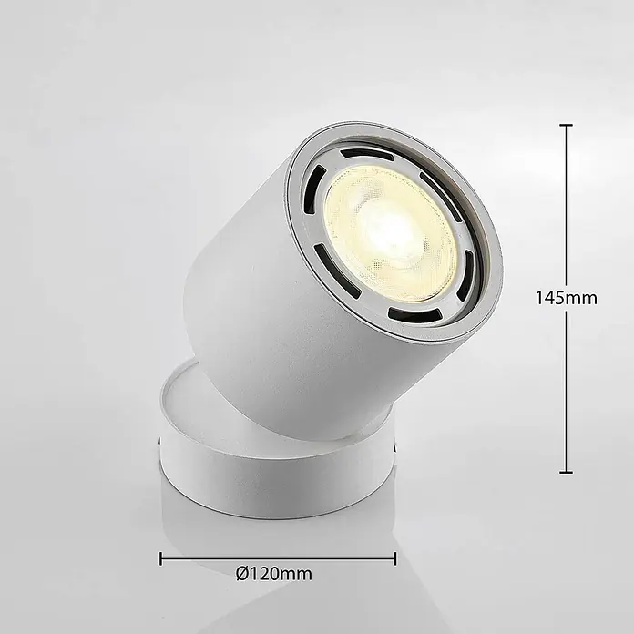 Arcchio Deckenstrahler Mabel - weiß / opal, weiß / opal, GU10 - Weißer zylindrischer LED-Strahler mit verstellbarem Kopf, Ø120mm Basis, 145mm Höhe.
