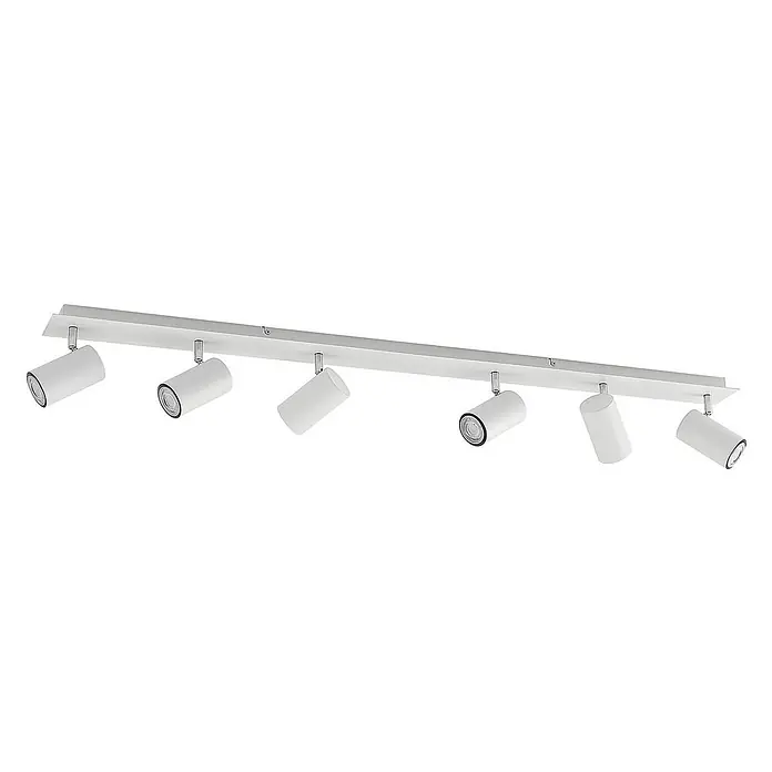 Lindby Deckenstrahler Joffrey - L x B x H: 116 x 9 x 16,5 cm, weiß / opal, weiß / opal, GU10 - Weiße, rechteckige Lichtleiste mit sechs zylindrischen Strahlern.