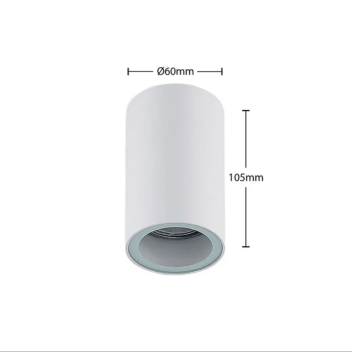 Arcchio Deckenstrahler Olivir - weiß / opal, weiß / opal, GU10 - Weißer zylindrischer Aufbau-Downlight, Ø60mm x 105mm.