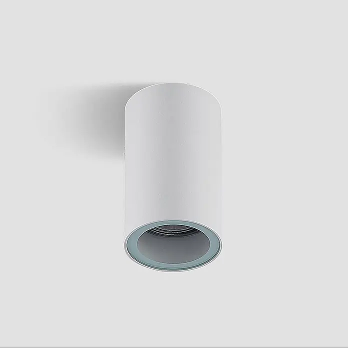 Arcchio Deckenstrahler Olivir - weiß / opal, weiß / opal, GU10 - Weißer zylindrischer Aufbau-Downlight mit abgerundeter Oberseite und vertiefter Lichtquelle.