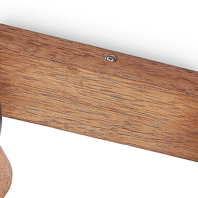 Lindby Deckenstrahler Tonja - L x B x H: 32,2 x 8 x 14,5 cm, Holz hell, E14 - Brauner Holzbalken mit natürlicher Maserung und einer versenkten Metallschraube.