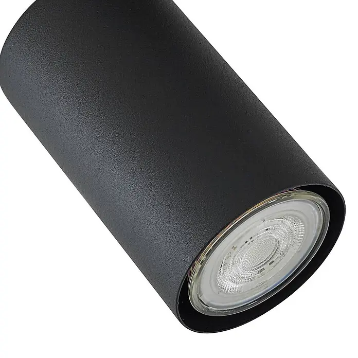 Lindby Deckenstrahler Joffrey - L x B x H: 77,5 x 57,5 x 22,5 cm, schwarz, schwarz, GU10 - Schwarze zylindrische Leuchte mit matter Textur und sichtbarer LED.