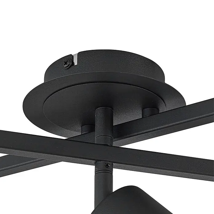 Lindby Deckenstrahler Joffrey - L x B x H: 77,5 x 57,5 x 22,5 cm, schwarz, schwarz, GU10 - Mattschwarze Metall-Deckenleuchtenbasis mit sichtbarer Befestigungsschraube und eckigen Armen.