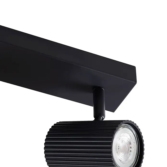 Lindby Deckenstrahler Kardis - L x B x H: 45 x 6 x 16 cm, alu / grau / zink, alu / grau / zink, GU10 - Schwarzer Strahler für Schienensystem, mit geripptem zylindrischem Design.