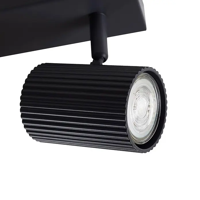 Lindby Deckenstrahler Kardis - L x B x H: 45 x 6 x 16 cm, alu / grau / zink, alu / grau / zink, GU10 - Schwarze zylindrische LED-Schieneleuchte aus Aluminium mit geripptem Design.