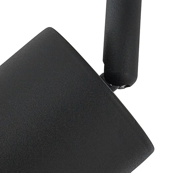 Lindby Deckenstrahler Joffrey - L x B x H: 77,5 x 57,5 x 22,5 cm, schwarz, schwarz, GU10 - Texturierte schwarze Flachkomponente mit abgerundeter Ecke, an einer schwarzen zylindrischen Stange befestigt.