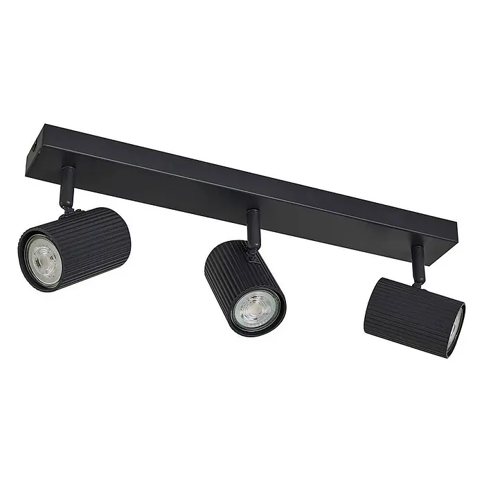 Lindby Deckenstrahler Kardis - L x B x H: 45 x 6 x 16 cm, alu / grau / zink, alu / grau / zink, GU10 - Schwarze Deckenstrahlerleiste mit drei verstellbaren, zylindrischen Strahlern mit geripptem Design.
