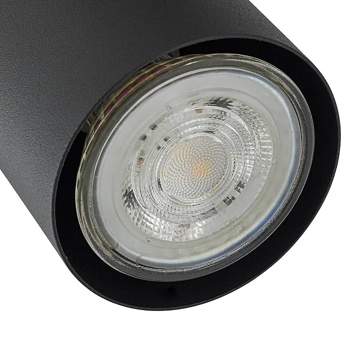 Lindby Deckenstrahler Joffrey - L x B x H: 77,5 x 57,5 x 22,5 cm, schwarz, schwarz, GU10 - Schwarze zylindrische LED-Leuchte mit sichtbarer klarer und mattierter LED-Birne.