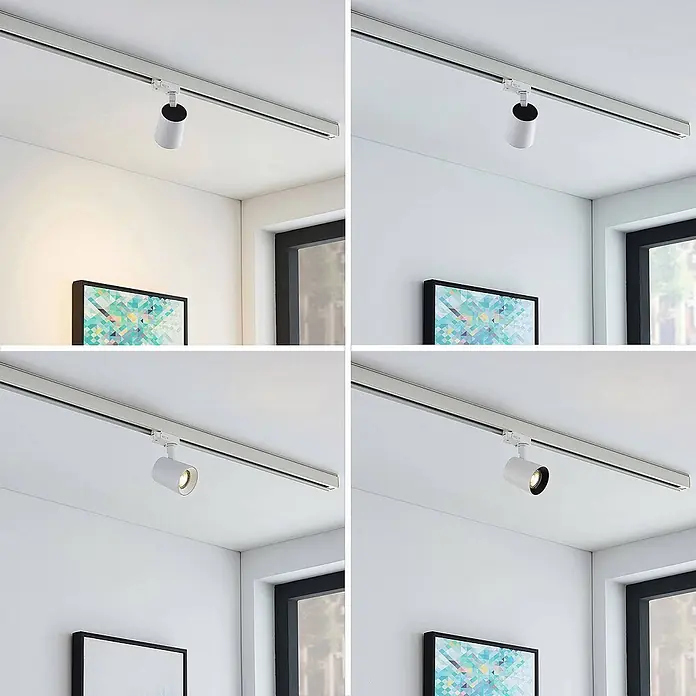Arcchio Deckenstrahler Iavo - weiß / opal, weiß / opal, GU10 - Weiße Metall-Stromschienenleuchte an der Decke, die einen Raum mit einstellbarer Lichtfarbe beleuchtet.