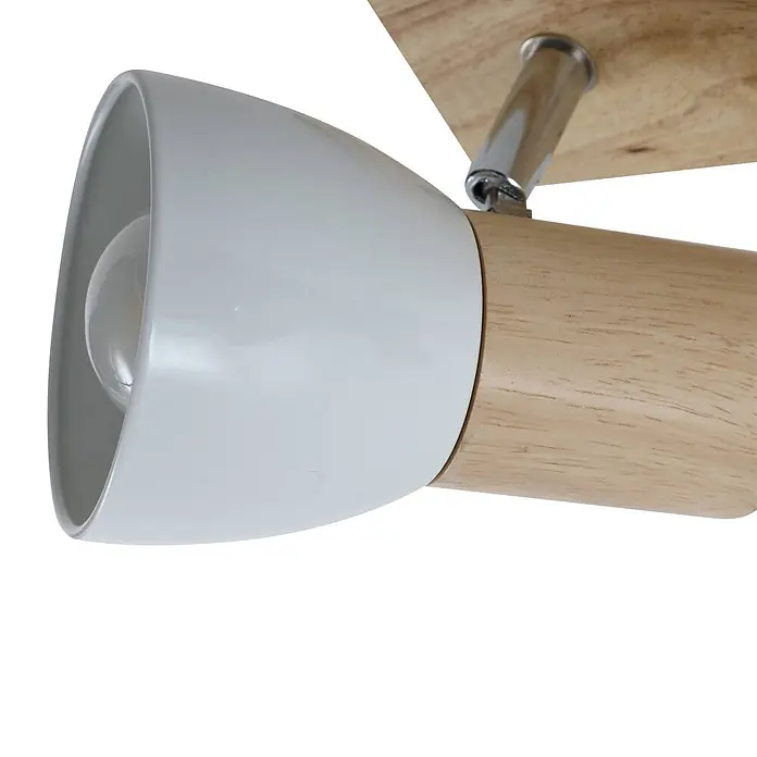 Lindby Deckenstrahler Thorin - Holz hell, E14 - Moderner weißer und hölzerner Deckenstrahler mit Metallgelenk.