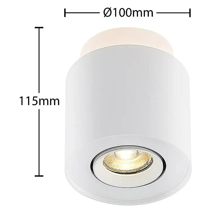 Arcchio Deckenstrahler Walisa - weiß / opal, weiß / opal, GU10 - Weißer zylindrischer Anbau-Strahler, Ø100mm, 115mm hoch, mit beleuchteter Lichtquelle.