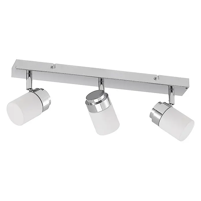 Lindby Deckenstrahler Alimari - L x B x H: 40 x 5 x 11,5 cm, chrom / silber, G9 - Dreiflammige Deckenstrahlerleiste aus Chrom mit verstellbaren, mattweißen Glasschirmen.