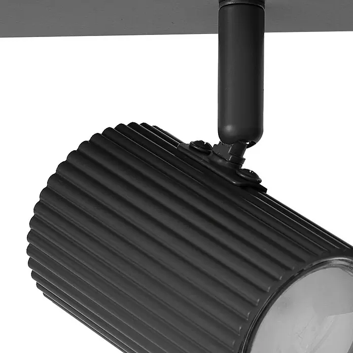 Lindby Deckenstrahler Kardis - L x B x H: 100 x 6 x 16 cm, alu / grau / zink, alu / grau / zink, GU10 - Schwarzer geriffelter zylindrischer Strahler.