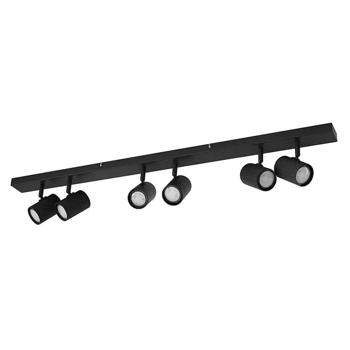 Lindby Deckenstrahler Kardis - L x B x H: 100 x 6 x 16 cm, alu / grau / zink, alu / grau / zink, GU10 - Schwarze lineare Stromschienenleuchte mit sechs verstellbaren Strahlern.