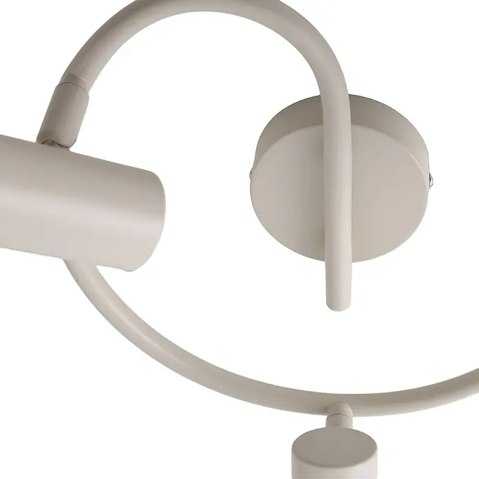 Lindby Deckenstrahler Ovelia - creme / amber, creme / amber, E27 - Cremefarbene gebogene Schienenleuchte mit zwei zylindrischen Strahlern zur Decken- oder Wandmontage.