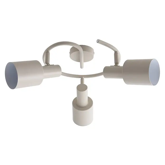 Lindby Deckenstrahler Ovelia - creme / amber, creme / amber, E27 - Hellbeiger Deckenstrahler aus Metall mit 3 verstellbaren zylindrischen Köpfen.