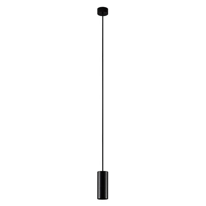 Arcchio Pendelleuchte Ejona - schwarz, Schwarz, GU10 - Schwarze zylindrische Pendelleuchte aus Metall mit Stange und Baldachin.