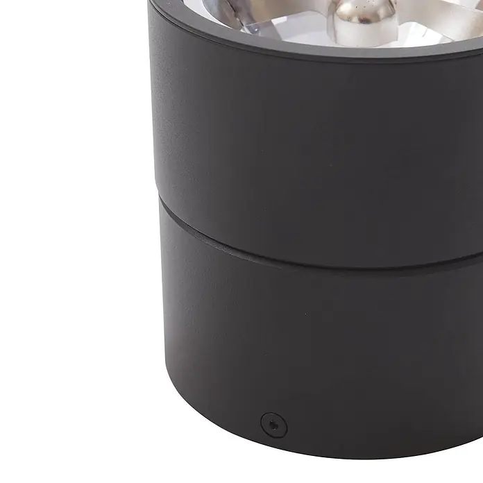 Lindby Deckenstrahler Thorid - schwarz, schwarz, G9 - Dunkelgraue zylindrische Außenleuchte mit mattem Finish und internen Reflektoren.