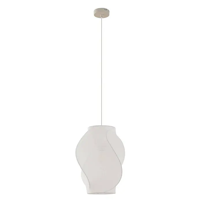 Lucande Pendelleuchte Tovina - L x B x H: 36 x 36 x 40 cm, weiß / opal, weiß, E27 - Weiße Hängelampe mit wellenförmigem Schirm und weißer Aufhängung.