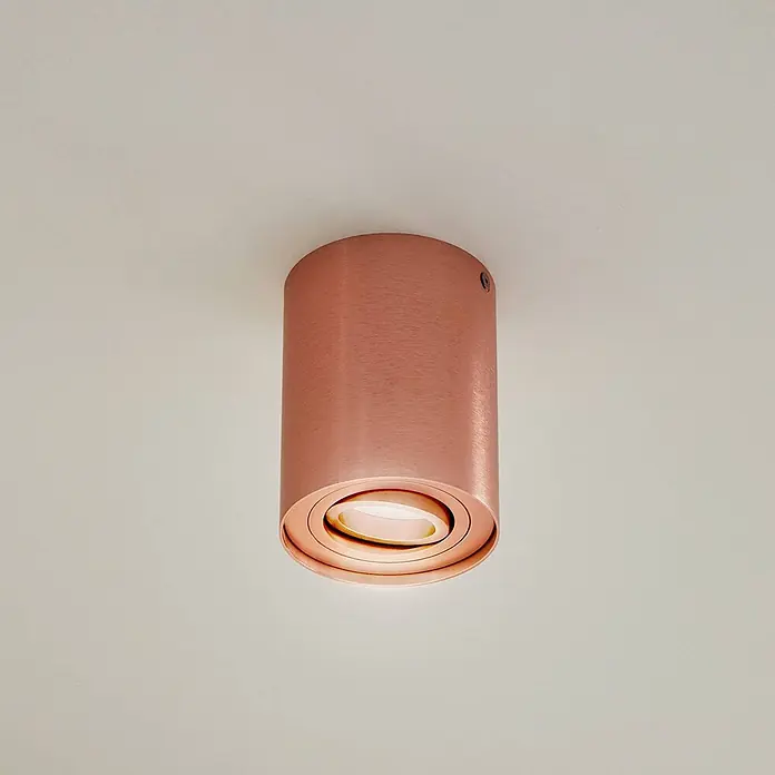 Arcchio Deckenstrahler Jolina - kupfer, GU10 - Zylindrische Deckenaufbauleuchte in Roségold mit verstellbarem Strahler.