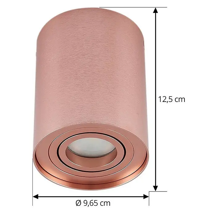 Arcchio Deckenstrahler Jolina - kupfer, GU10 - Zylindrischer roségoldener LED-Aufbaustrahler, 12,5 cm hoch, Ø 9,65 cm.