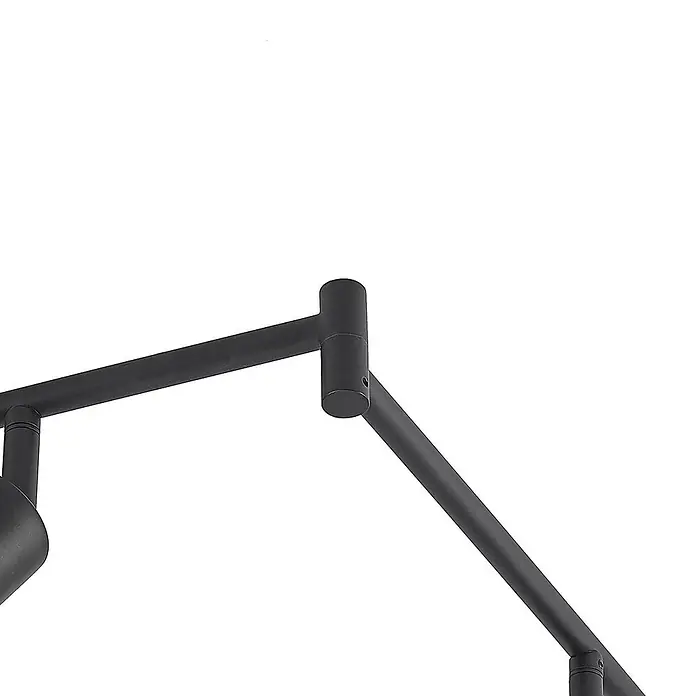 Lindby Deckenstrahler Eridia - L x B x H: 180 x 10 x 18,5 cm, schwarz, schwarz, E14 - Schwarze modulare Beleuchtungsschienenkomponente aus Metall mit zylindrischen Verbindern, die ein Winkelgelenk bilden.