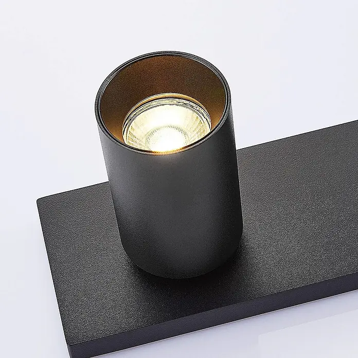 Arcchio Deckenstrahler Brinja - L x B x H: 30,5 x 9 x 12,5 cm, schwarz, schwarz, GU10 - Schwarzer, texturierter Wand-LED-Spotlight mit warmweißem Leuchtmittel im Zylindergehäuse.