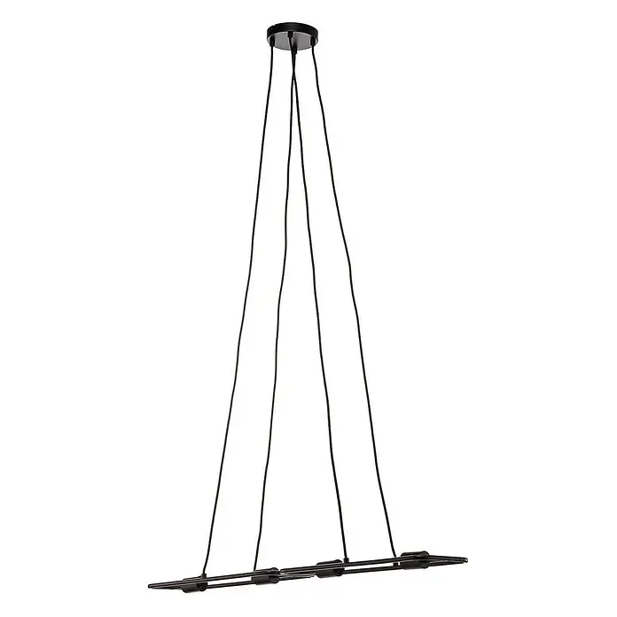 Lucande Pendelleuchte Tornike - L x B x H: 105 x 18,5 x 4,4 cm, mattSchwarz, E27 - Schwarze lineare Pendelleuchte mit mehreren Aufhängungskabeln.